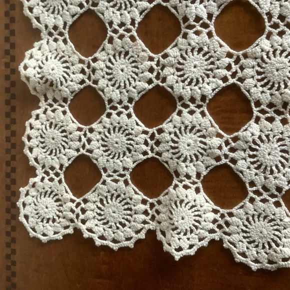 Handmade Crocheted 14” Square Doily - Picture 5 of 10